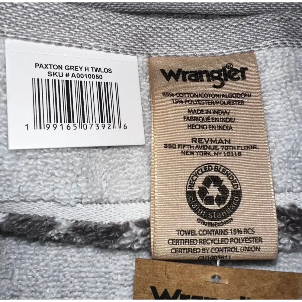 NEW Wrangler Paxton Gray Towel Set 4 Bath & 2 Hand